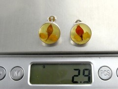 ATI Mexico Sterling Silver Dried Rosebud Resin Stud Earrings 925 2.9g .5 Inches