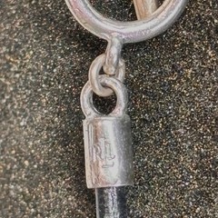 RALPH LAUREN necklace silvertone metal teardrop pendant black cord toggle clasp