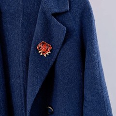 Rhinestone Red Flower Brooch Pin for Women Girls Gold-Tone Fashion Crystal En…