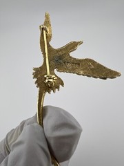 Vintage Signed Bird Brooch Gold Plated Pewter Swallow Figural Pin Flying, Used.