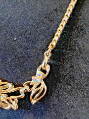 Vintage AB Rhinestones Articulated Leaf Gold Tone Choker 15 1/2 Inches EUC