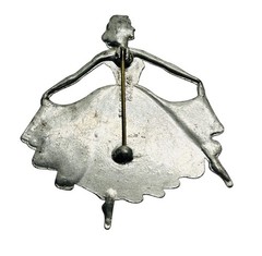 Vintage Pot Metal Figural Ballerina Signed Numbered Figural Brooch C Clasp