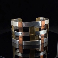 Vintage Robert Lee Morris Sterling Silver, Copper & Brass Cuff (RLM)