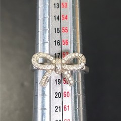 Vintage Unbranded Sterling CZ Bow Ring Size 8.25