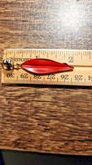 Vtg Red Enamel Marquise Leaf Dangle Earrings Gold Tone Post Stud Drop Statement