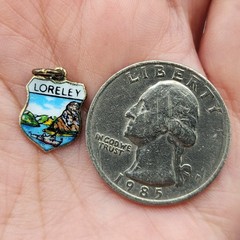 Vintage German Silver Plate LORELEY Rock Germany European Travel Shield Charm