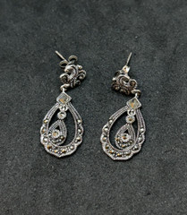 925 Sterling Marcasite Dangle Earrings 1.25in – 5.07g