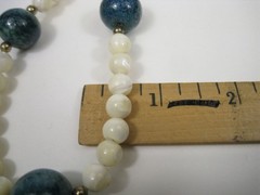 Long Vintage Mother of Pearl Shell Bead Necklace Single Strand Alternating 30 in