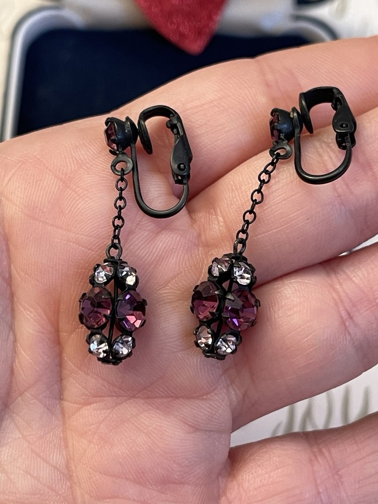 Vintage earrings Crystal Clip Vintage 1940s-1950s Beautiful