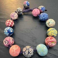 Two Vintage Viva Beads Boho Chunky Polymer Clay Handmade Bracelets