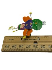 Vintage Angel Fairy Pixie Brooch Pin Quirky Painted Unusual Metal Stars Figural