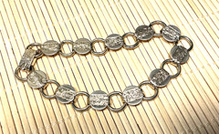 Sarah Coventry Bracelet Vintage Textured Gold Tone linked Coin Panel Lot 100A