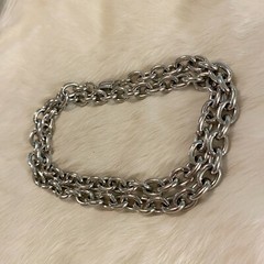 Vtg Grunge Necklace Silver Metal Chain Link Germany Long Hip Hop Statement 6484