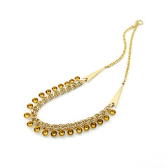 Vintage B&B Gold Filled Curb Chain Necklace Ball Fringe 15.5in Signed