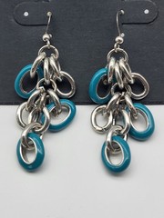 Teal geometric dangle earrings on card Birch Hill pierced Prom Formal Easter