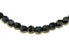 VINTAGE FACETED BLACK 5.7 MM GLASS BEAD NECKLACE 18.5 INCHES LONG