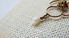 Antique Edwardian Lavalier 10K Gold 2mm Diamond Seed Pearl Pendant Art Nouveau