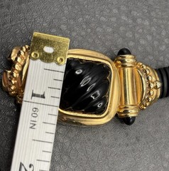 Vintage Francesco Romano Couture Mogul Choker Necklace Black Glass Pendant Clasp