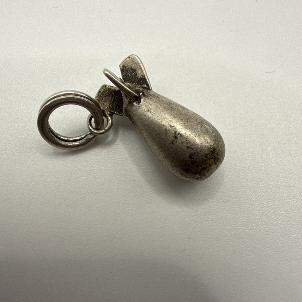 Vintage Sterling Silver WWII Military Bomb Missile Bracelet Charm Pendant