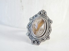 Vintage Sterling Silver 925 Rutilated Quartz Large Ring Size 6