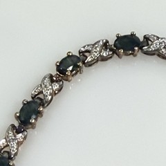 Vintage Sapphire Tennis Bracelet XO Sterling Silver 925 Gold Vermeil 6.5″ PAJ