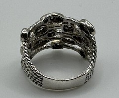 Awesome Vintage Unbranded 925 Sterling Silver Clear Gems Confetti Size 9 Ring