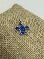 Vintage Sterling Blue Enamel & Blue Stone Fleur De Lis Charm