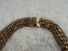 Heavy Goldtone Knotted Chain Collar Necklace (D43)