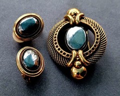 Vintage Ermani Bullati Clip On Earrings and Brooch MCM Signed Lovely!