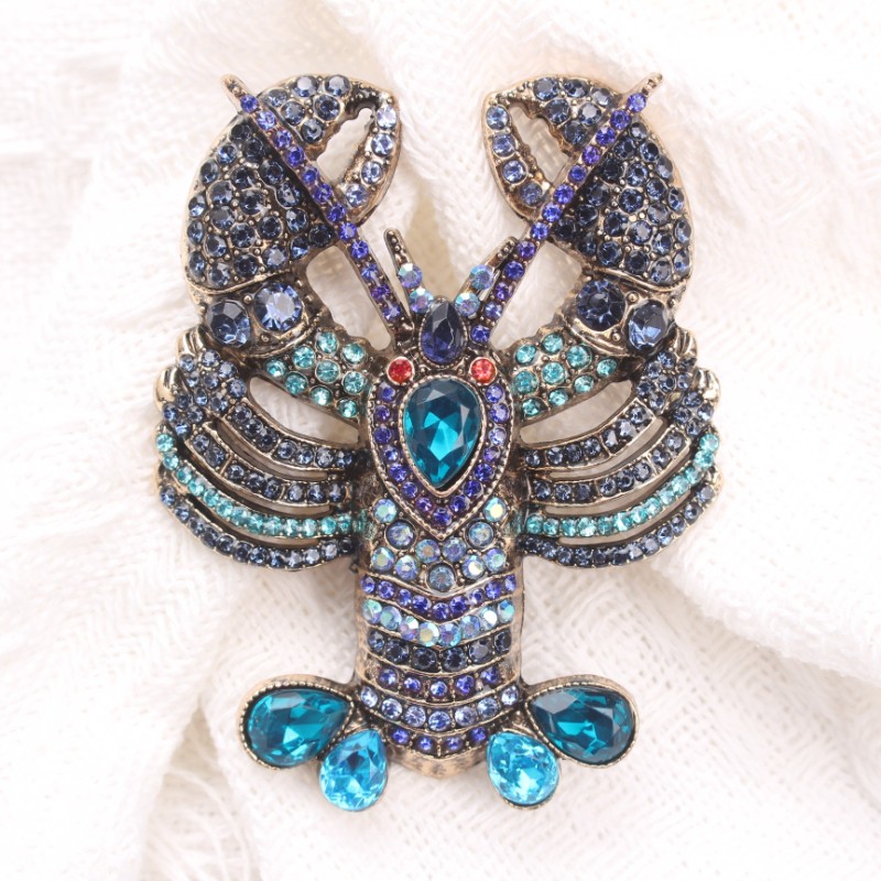 Playful Style Color-Blocked Lobster Brooch: Ornamental Clothing Pin, Ideal Gift