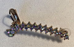 Ear Crawlers Rhinestone Earrings Gold Toned 1-7/8 Inch Studded and Clasp Closure