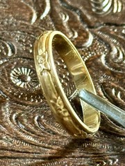 Vtg Art Deco 14k Yellow Gold Art Carved Orange Blossom Wedding Ring 9 1/2 3.24g