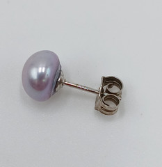 VTG 925 Lavender 6mm Pearl Stud Earrings Sterling Silver Round Cultured Estate
