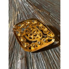 Elegant Vintage Style Gold Tone Rhinestone Brooch Pin