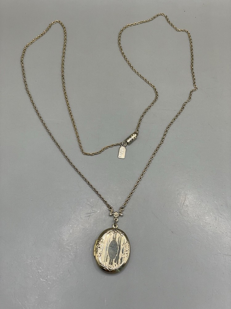 Vintage 1928 Brand GoldTone Locket Pendant Chain 27” Necklace Retro