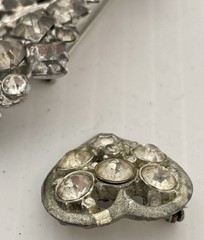 Vintage Pat Pend Rhinestone Brooch & Heart Pin Lot Smoky Gray Clear Crystal