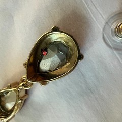 Vintage Red Rhinestone Teardrop Dangle Earrings 1.5″ NOS Gold Drop Post Bold New