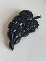 Vintage Black Japanned Rhinestone Grape Brooch Unmarked Midcentury