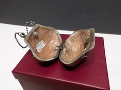 Vintage VCLM enamel and rhinestone handbag purse locket chain necklace