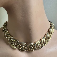 80s Chunky Gold Tone Curb Chain Statement Collar Necklace 18in