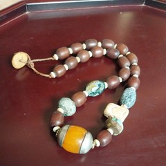 3 Vintage Beaded Necklaces – Tribal – Wood, Glass & Stone –