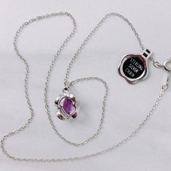 VTG Signed HMS Sterling Silver Necklace and Amethyst Pendant in Box 1970s 1980s