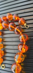 Vintage Genuine Baltic Amber Bead Necklace Cognac Cherry Translucent Inclusions