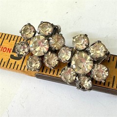 Daisy Weiss Sparkling Rhinestone Silver Vintage Flower Earrings Clip .75 in