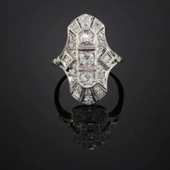 Art Deco Style 3Ct Lab Created Diamond Engagement Wedding 14K White Gold FN Ring