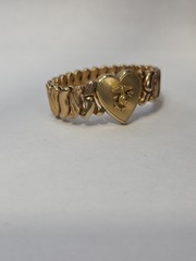 Vintage Marine Logo On Heart Expandable Sweetheart Bracelet Gold Tone