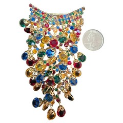 Stunning Vintage Crystal Waterfall Brooch