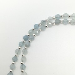 Silver Schark Handmade Sterling Silver & Aquamarine Choker Necklace 17″ #79