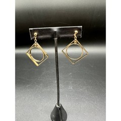 Vintage Avon Mobile Geometry Gold Tone Kinetic Dangle Earrings Surgical Steel