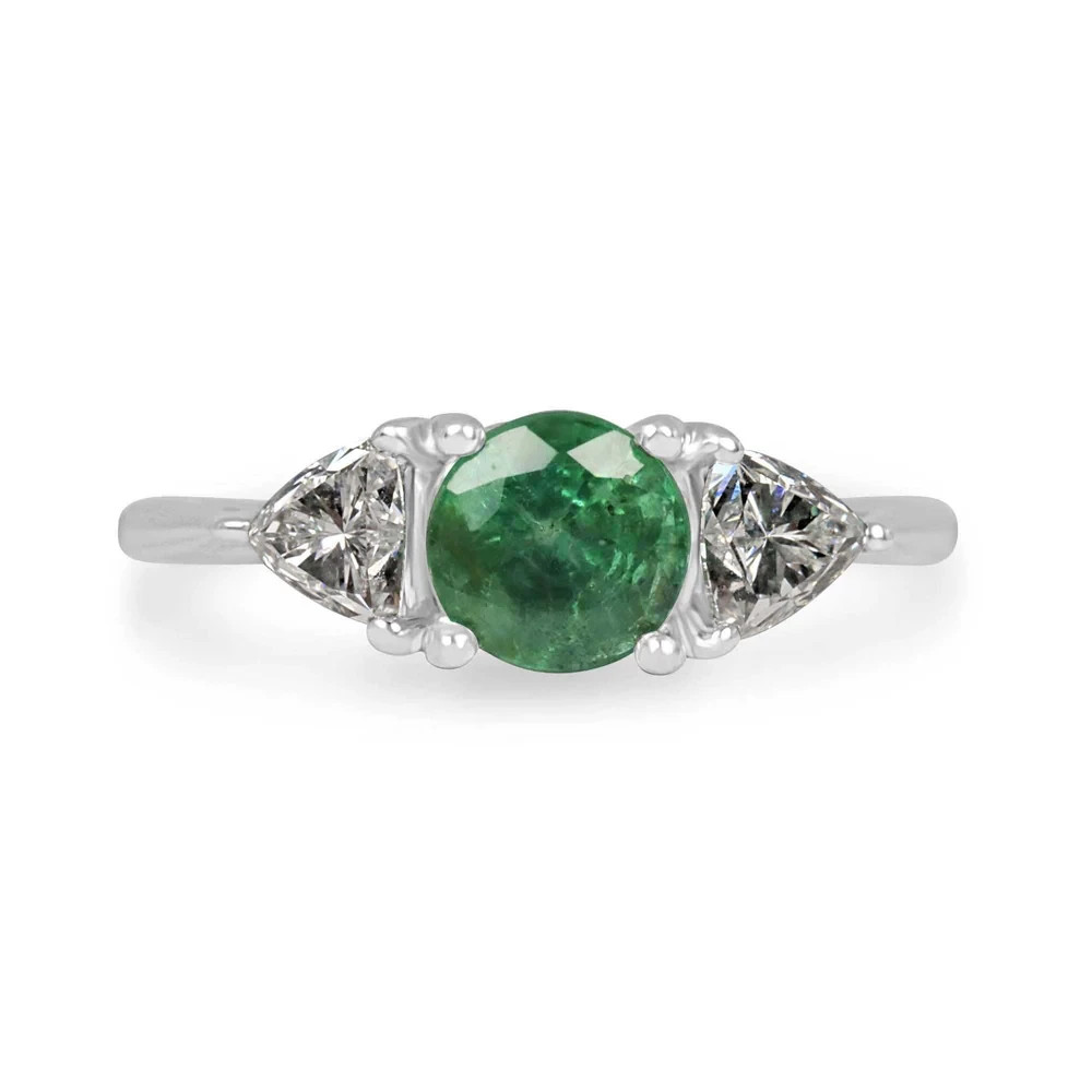 Natural Emerald 2.30 Ct Round Cut Art Deco Vintage Ring 925 Sterling Silver